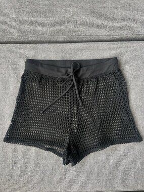 Shade & Shore Mesh Cover Up Shorts Beachwear Black Size Small
